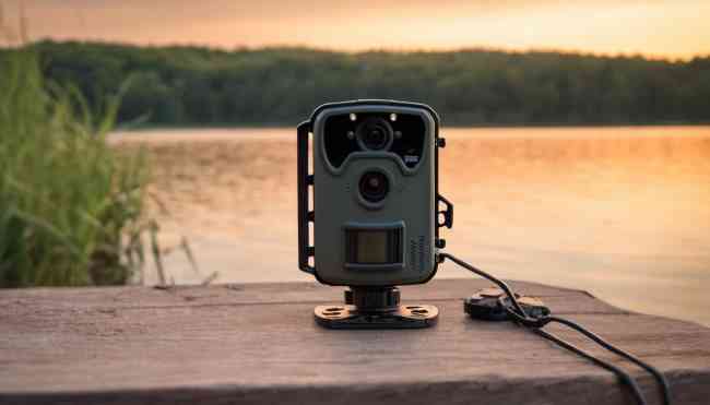 Trail-Camera-Kept-On-Table-near-Lake