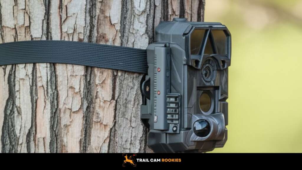 Trail Camera Strapped to a tree